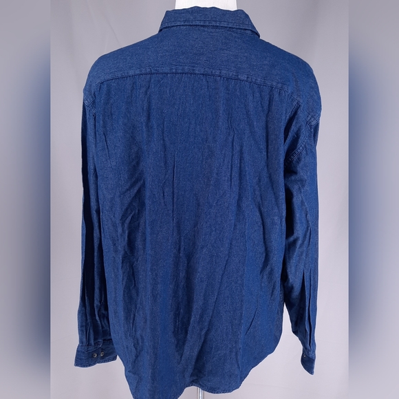 New Wrangler Authentics Long Sleeve Denim Work Shirt Men's 3X Button Up Ranch - Picture 7 of 13